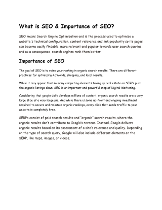 What is SEO & Importance of SEO