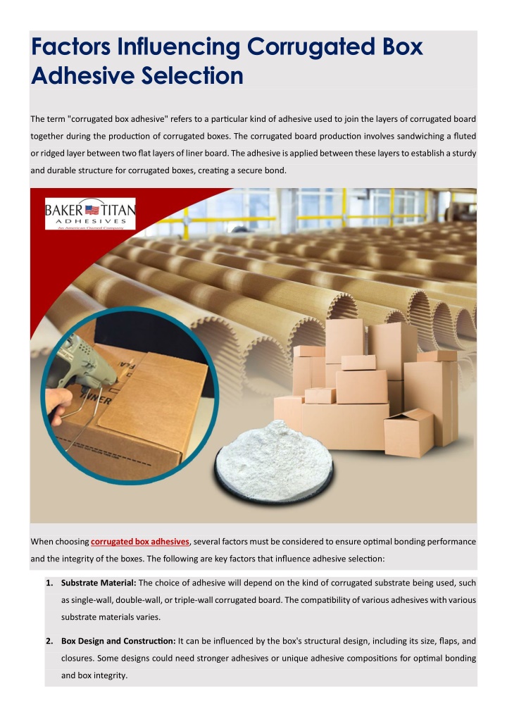 factors influencing corrugated box adhesive
