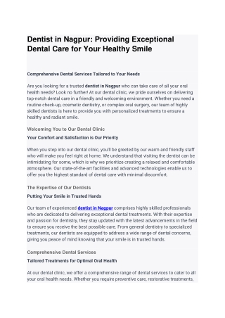 dentist in nagpur providing exceptional dental