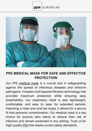 PPE Medical Mask for Safe and Effective Protection