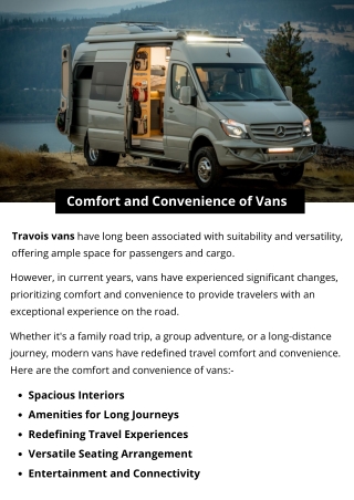 Comfort and Convenience of Vans