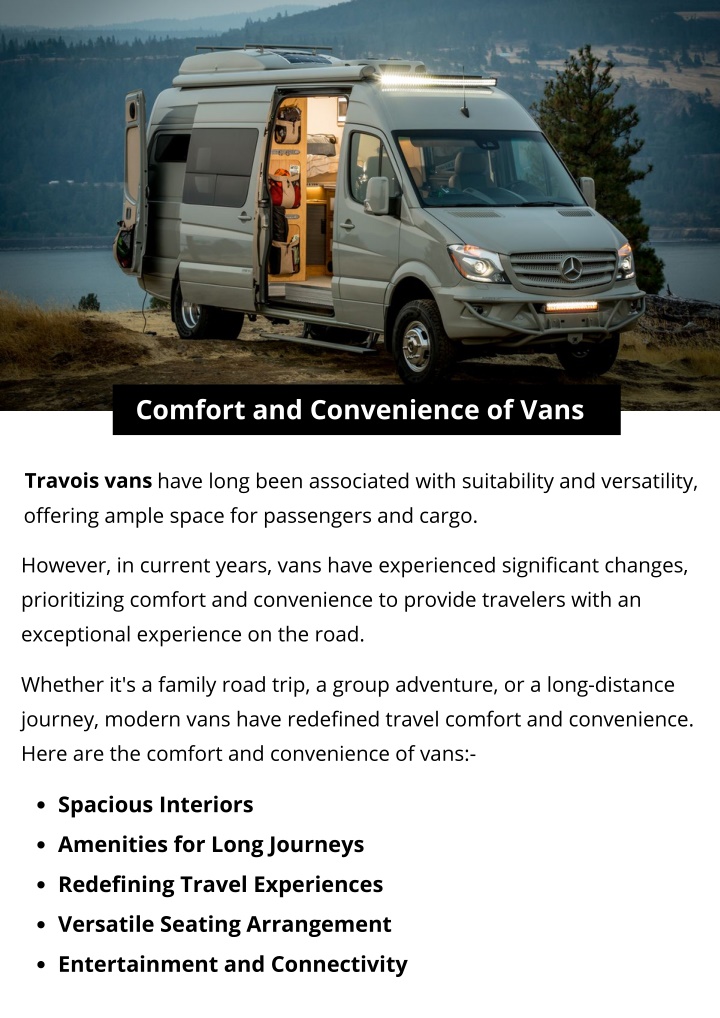 comfort and convenience of vans