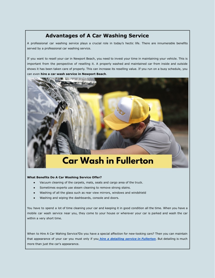 advantages of a car washing service