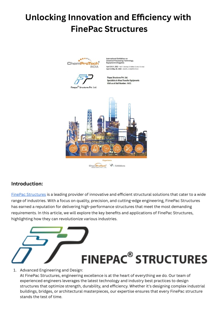 unlocking innovation and e ciency with finepac