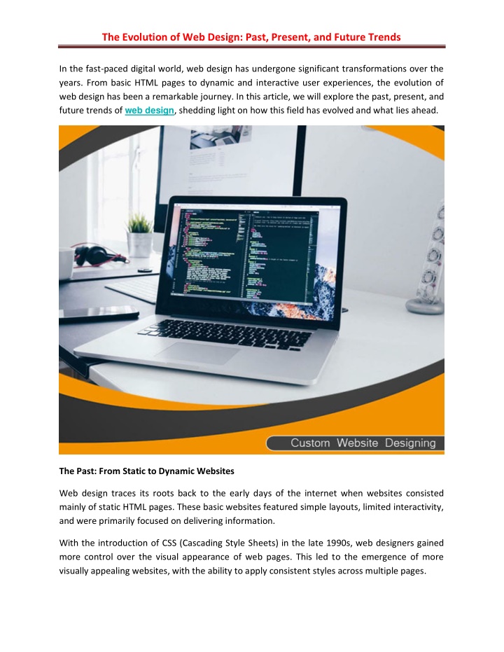 the evolution of web design past present