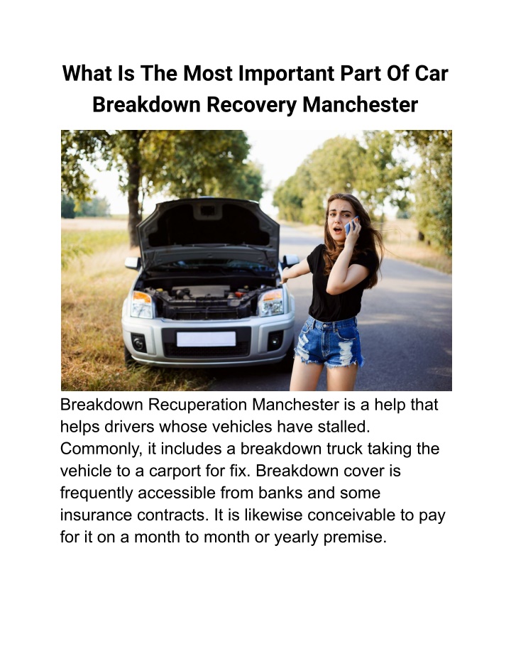 what is the most important part of car breakdown