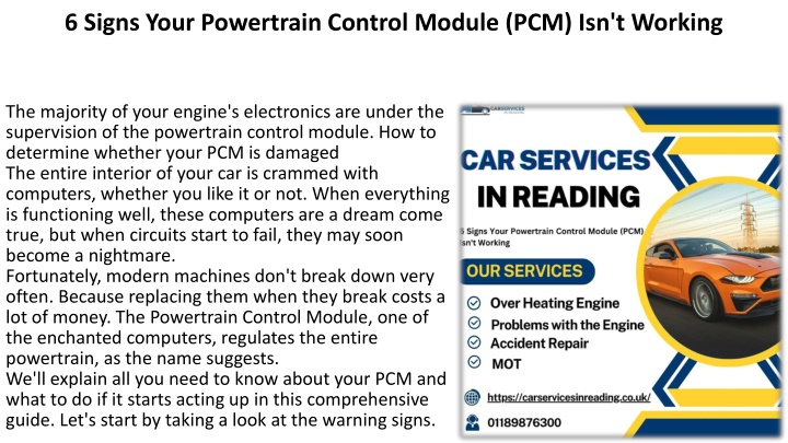 PPT - 6 Signs Your Powertrain Control Module (PCM) Isn't Working ...