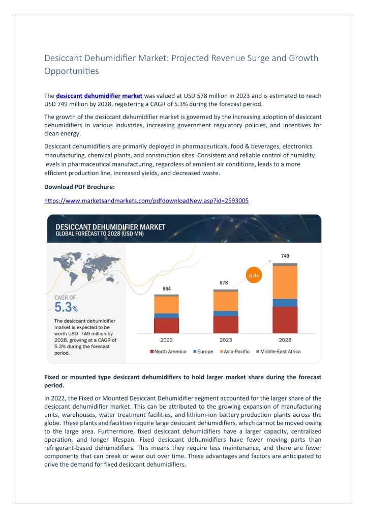 desiccant dehumidifier market projected revenue