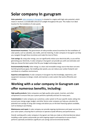 Solar company In gurugram new