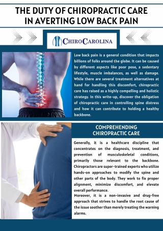 The Duty of Chiropractic Care in Averting Low Back Pain