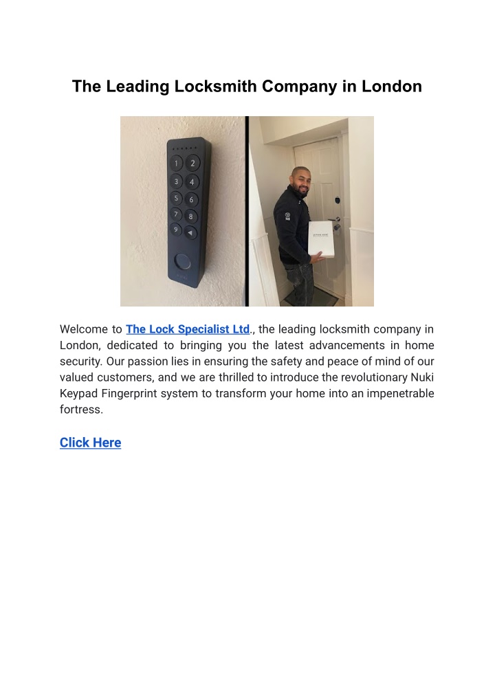 the leading locksmith company in london