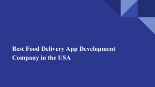 Best Food Delivery App Development Company in the USA