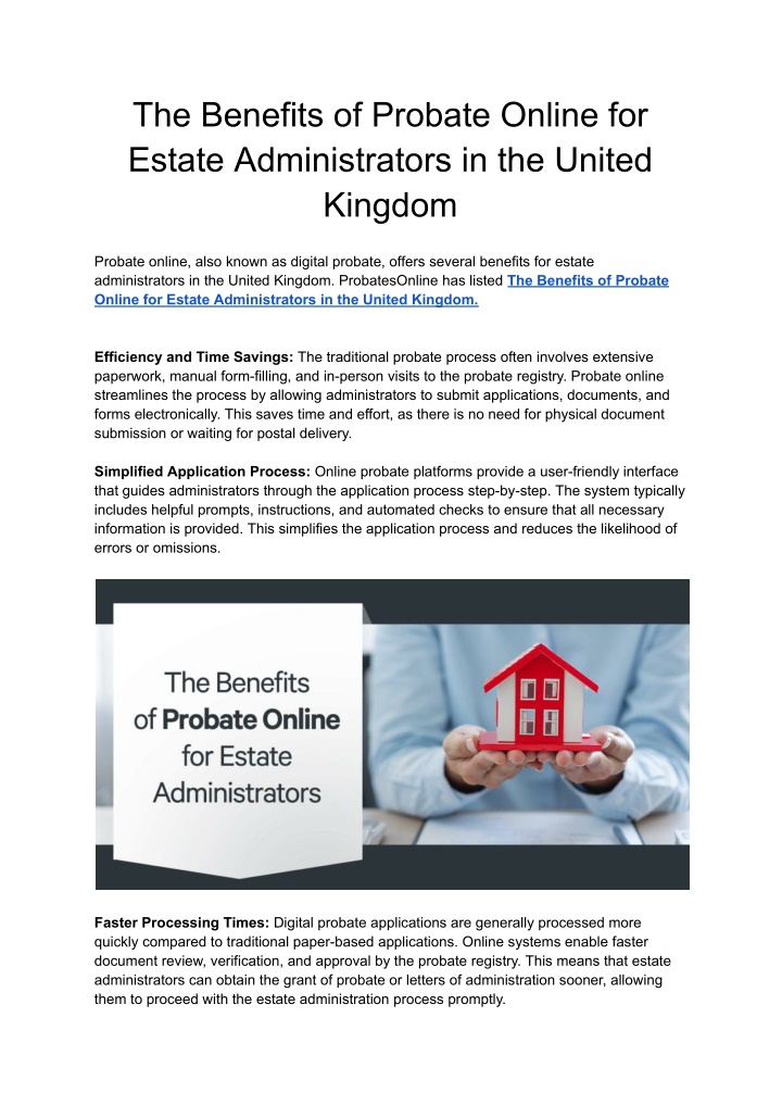 the benefits of probate online for estate