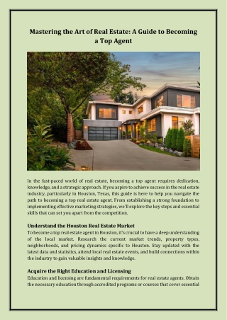 mastering the art of real estate a guide