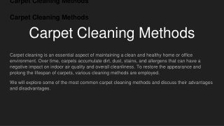 Guide to Carpet Cleaning Methods