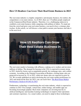 How US Realtors Can Grow Their Real Estate Business in 2023