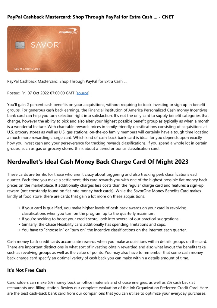paypal cashback mastercard shop through paypal