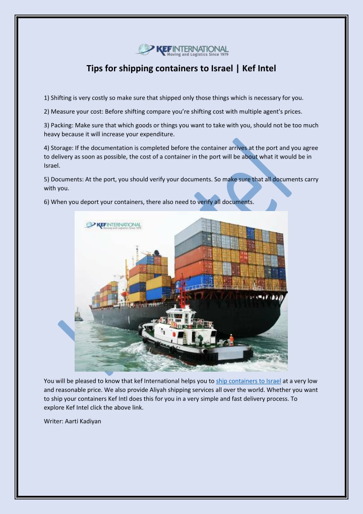 tips for shipping containers to israel kef intel
