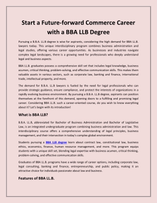 Start a Future-forward Commerce Career with a BBA LLB Degree
