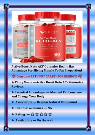Active Boost Keto ACV Gummies Reviews *Weight Loss" Real Customer Report!