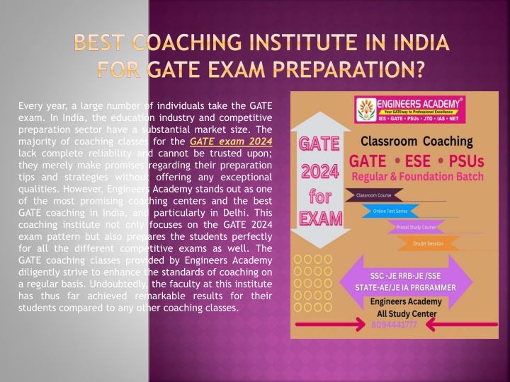 best coaching institute in india for gate exam preparation