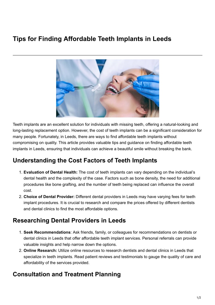 tips for finding affordable teeth implants