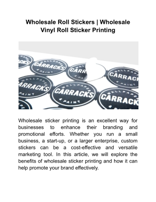 Wholesale Roll Stickers _ Wholesale Vinyl Roll Sticker Printing