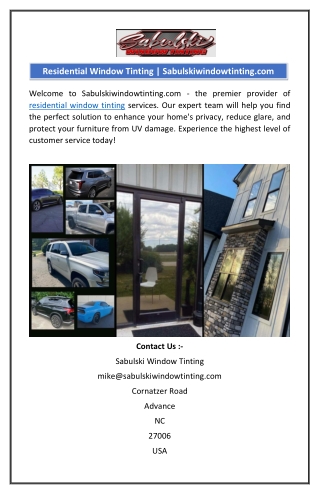 residential window tinting