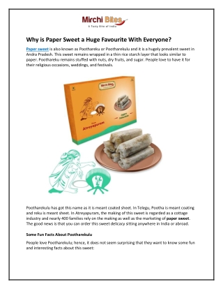 why is paper sweet a huge favourite with everyone