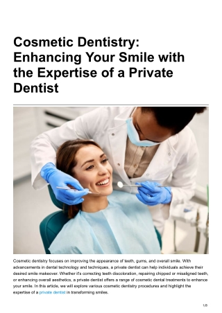 Cosmetic Dentistry Enhancing Your Smile with the Expertise of a Private Dentist