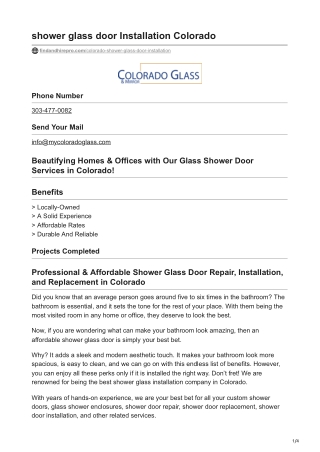 shower glass door Installation Colorado