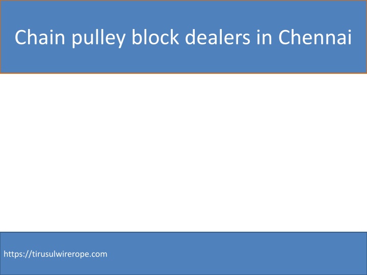 chain pulley block dealers in chennai