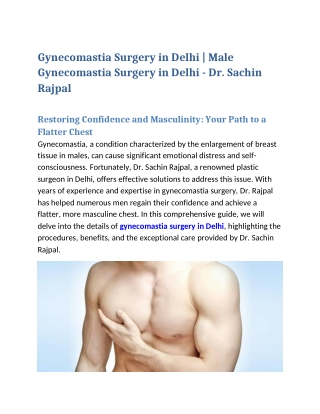 Gynecomastia Surgery in Delhi | Male Gynecomastia Surgery in Delhi
