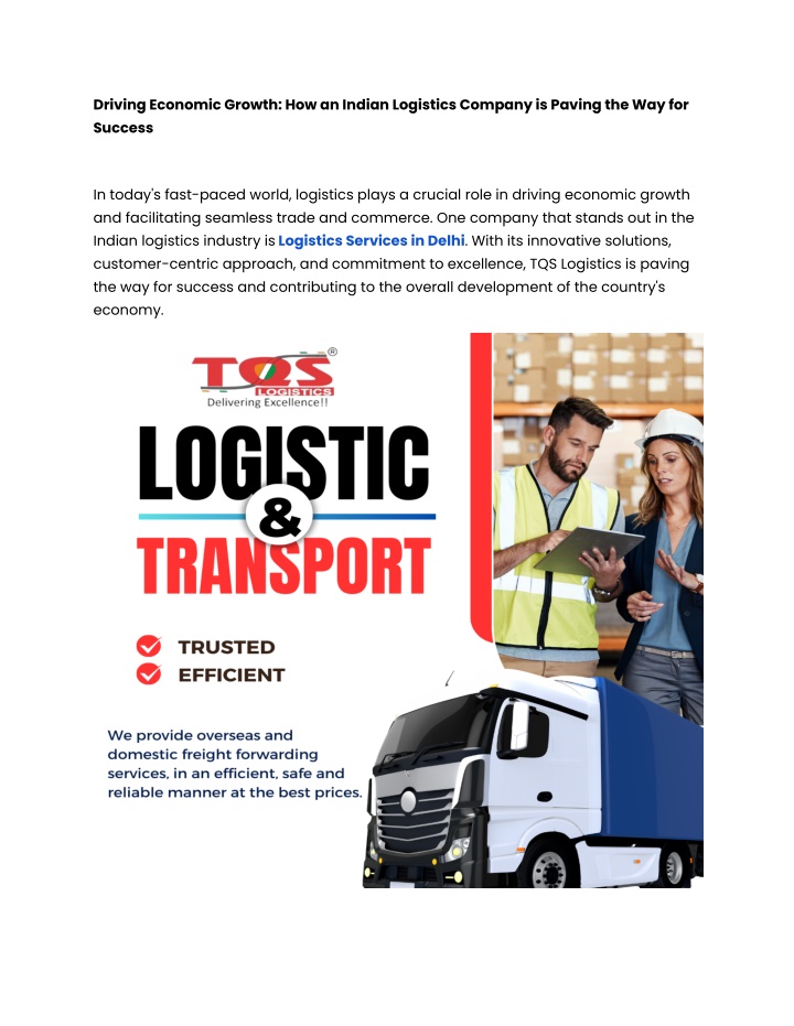 driving economic growth how an indian logistics