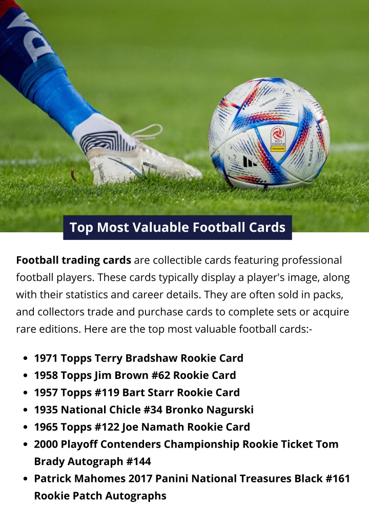 top most valuable football cards