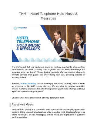 Hotel Telephone's On-Hold Music and Messages