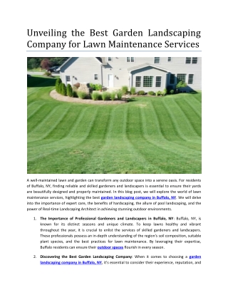 Unveiling the Best Garden Landscaping Company for Lawn Maintenance Services