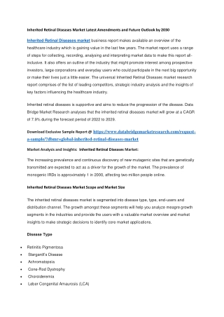 inherited retinal diseases market latest