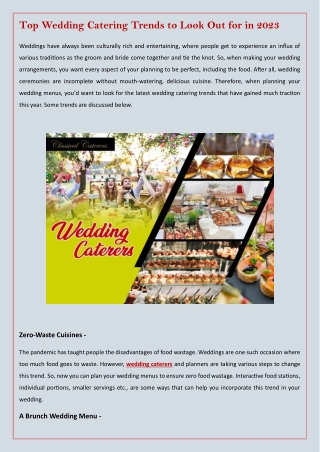 Top Wedding Catering Trends to Look Out for in 2023