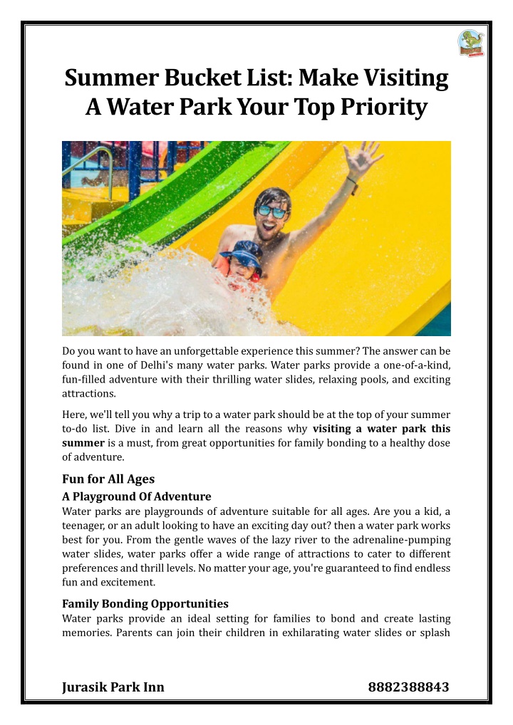 summer bucket list make visiting a water park