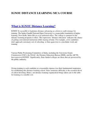 IGNOU DISTANCE LEARNING MCA COURSE PDF