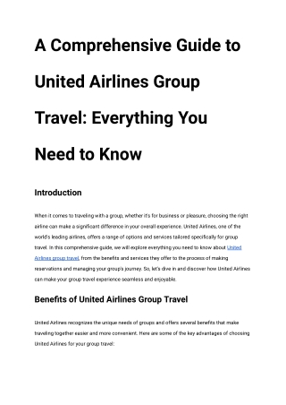 A Comprehensive Guide to United Airlines Group Travel_ Everything You Need to Know