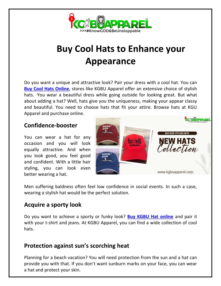 buy cool hats to enhance your appearance