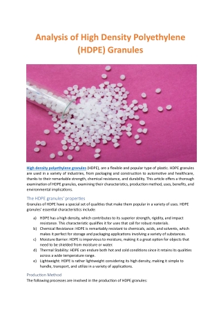 high density polyethylene granules