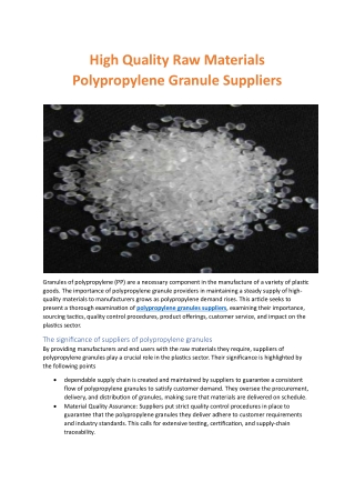polypropylene granules suppliers