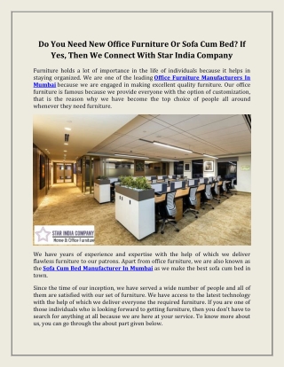 Office Furniture Manufacturers In Mumbai