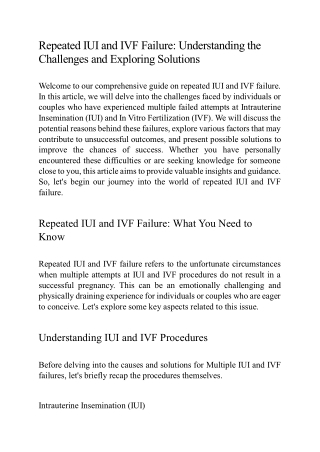 repeated iui and ivf failure understanding