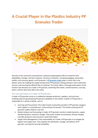pp granules trader