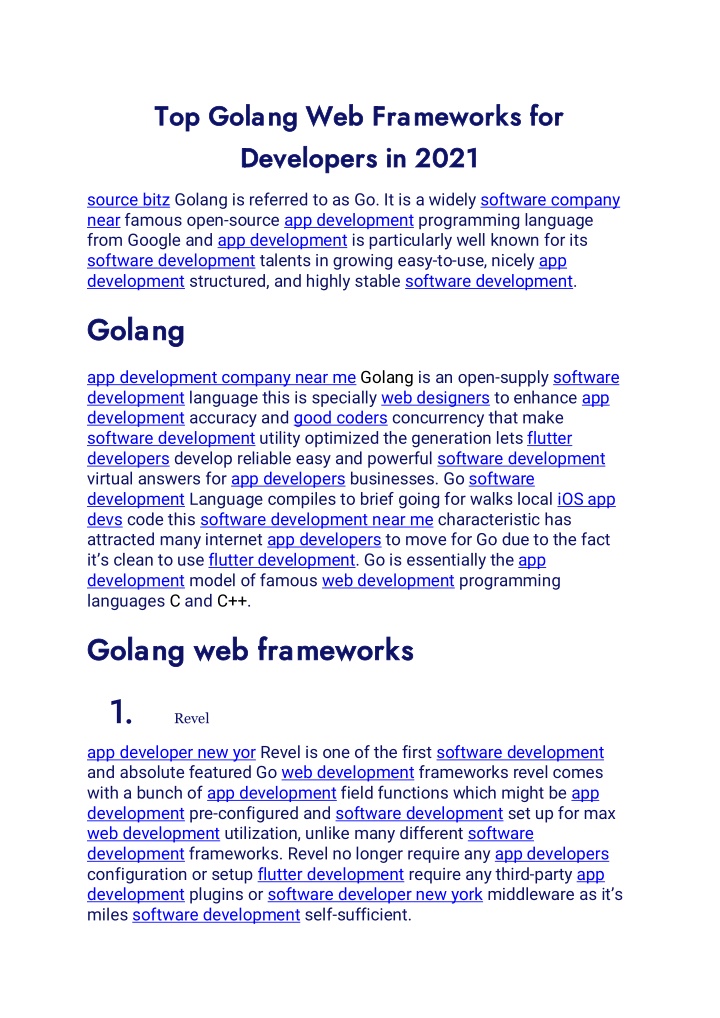 top golang web frameworks for top golang