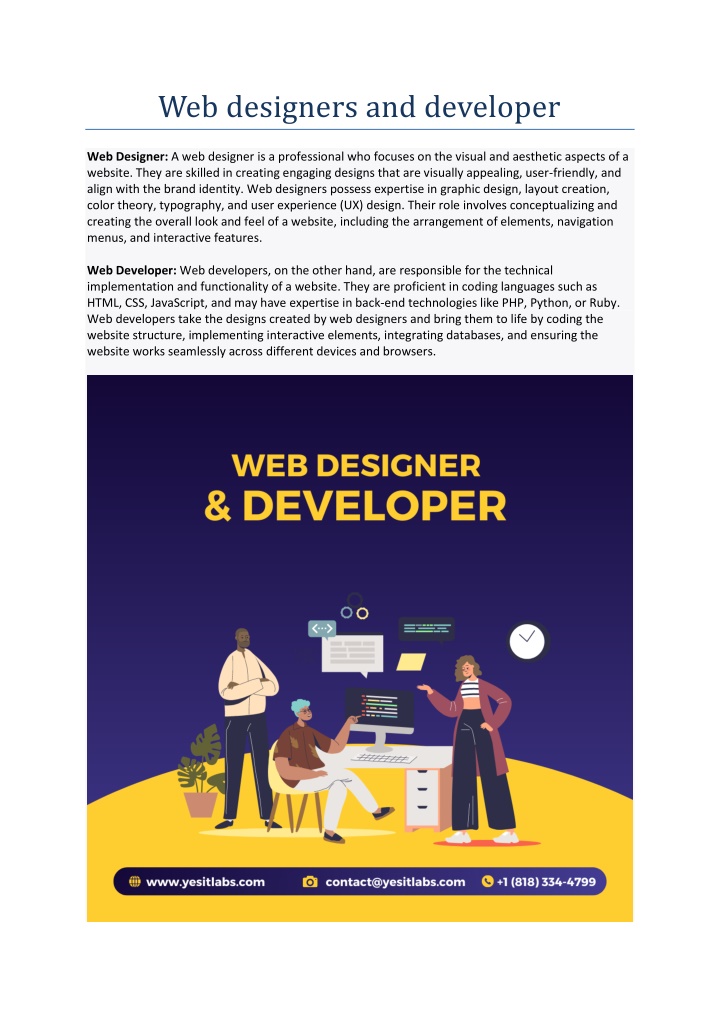 web designers and developer